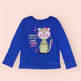  Áo tay dài PL4CE xanh mèo bé gái 