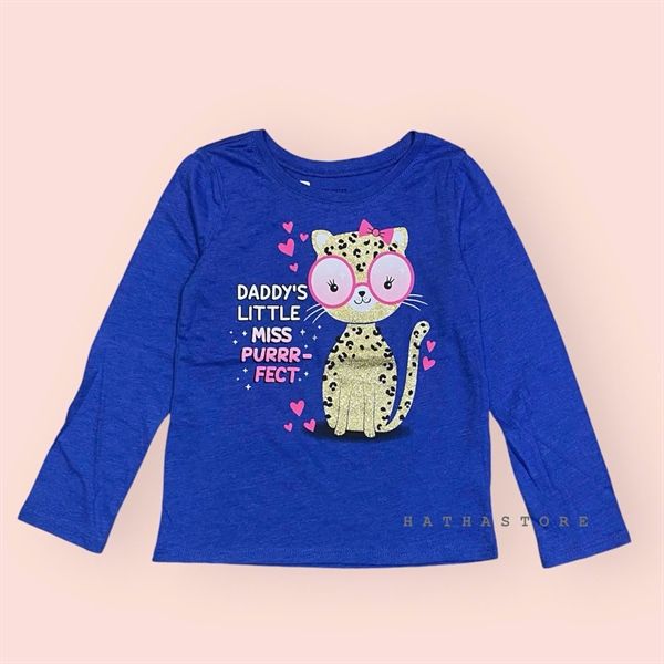  Áo tay dài PL4CE xanh mèo bé gái 