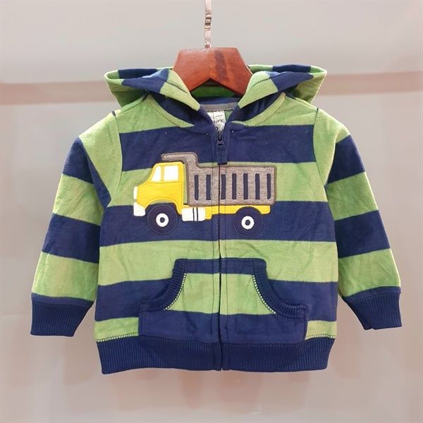  Áo khoác Carter xanh lá sọc xe bé trai 