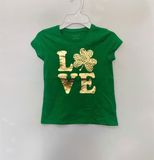  Áo thun PL4CE xanh lá love bé gái 
