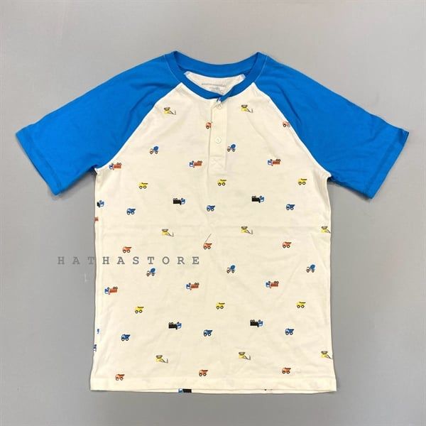 Áo thun Amazon trắng xe tay xanh bé trai 
