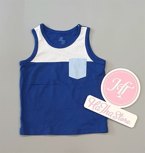  Áo thun ba lỗ Place xanh đậm túi bé trai 