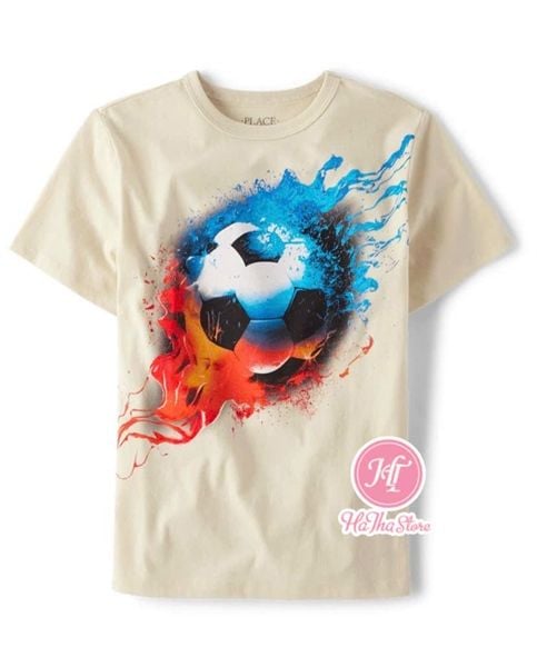  Áo thun PL4CE màu kem bóng xanh đỏ bé trai 