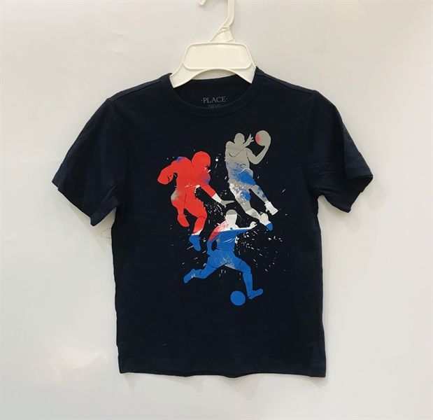  Áo thun PL4CE xanh đen 3 cầu thủ bé trai 