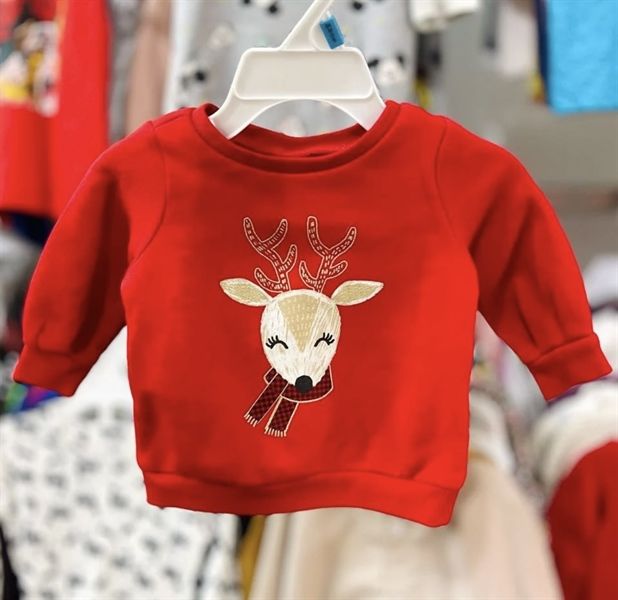  Áo tay dài C4RTER đỏ hươu bé gái 