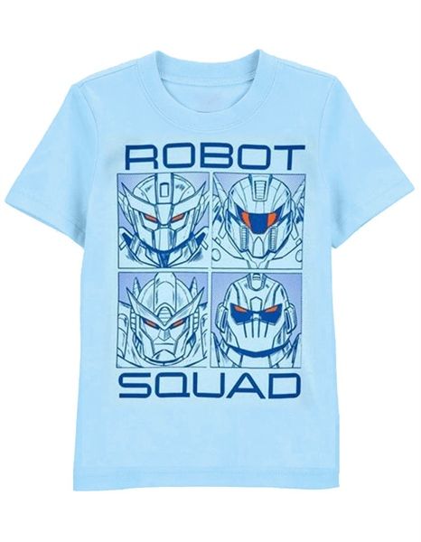  Áo thun 0shk0sh xanh robot bé trai 