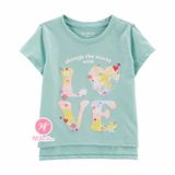  Áo thun C4RTER xanh chữ love bé trai 