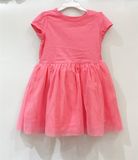  Đầm thun chân voan Carter hồng đậm bé gái 