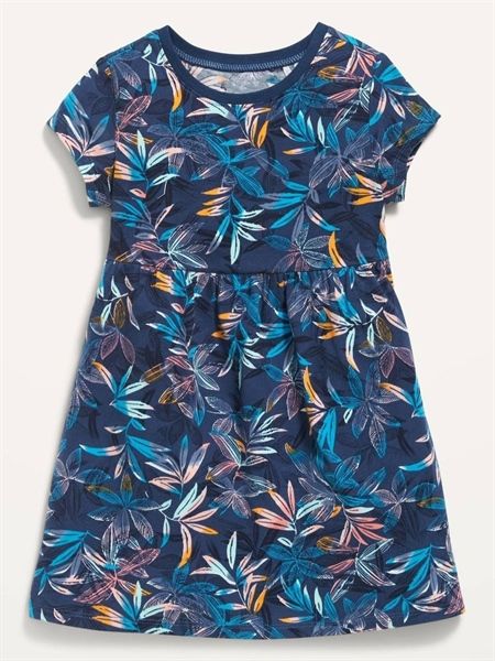  Đầm thun 0ldN4vy xanh đen hoa bé gái 