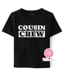  Áo thun PL4CE đen cousin crew bé trai 