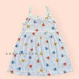  Đầm thun 0ldN4vy trắng hoa bé gái 