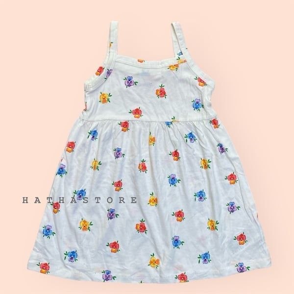  Đầm thun 0ldN4vy trắng hoa bé gái 