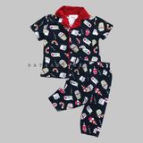  Đồ bộ ngắn xanh đen bắp rang bé gái 