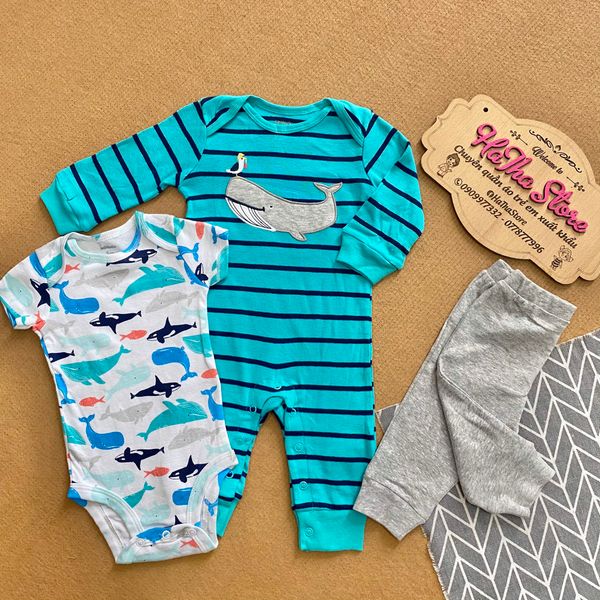  Set 3 CARTER xanh cá mập bé trai 