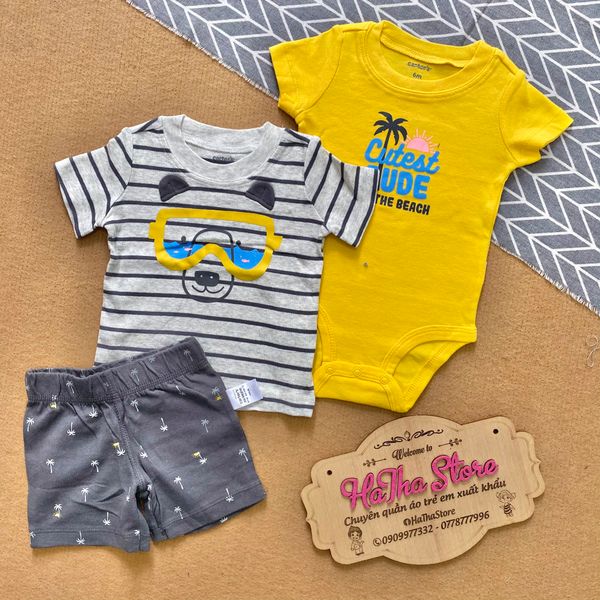  Set 3 CARTER ngắn vàng bé trai 