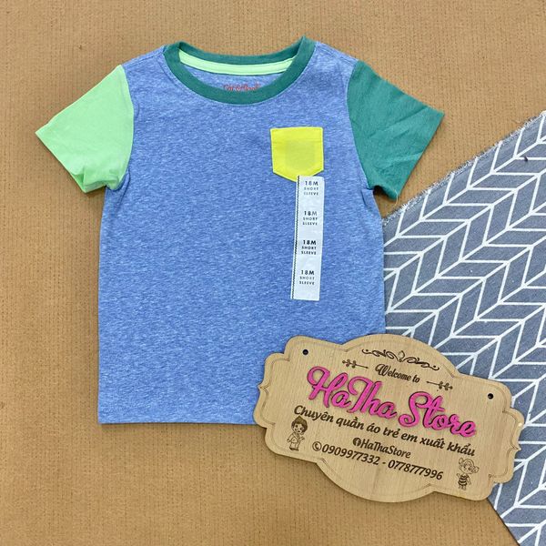  Áo thun CAT&JACK xám túi vàng bé trai 