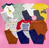  Set Bodysuit & Quần đen sọc trắng bé trai 