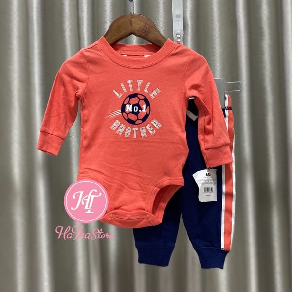  Set 2 bodysuit cam banh và quần dài cho bé trai 