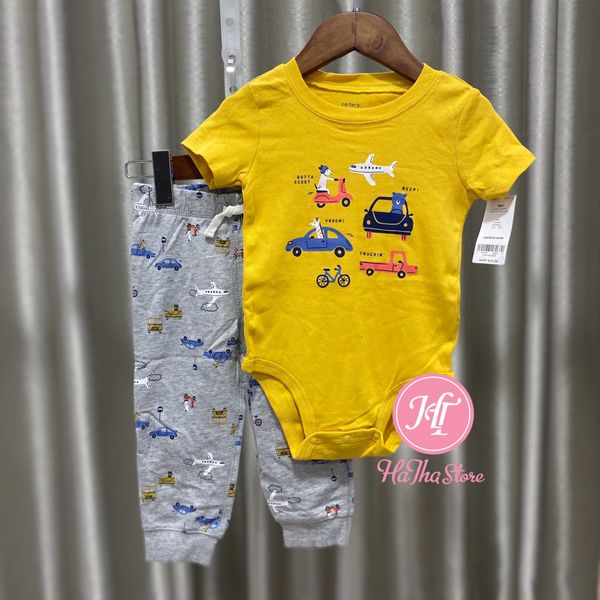  Set Bodysuit & Quần vàng cún bé trai 
