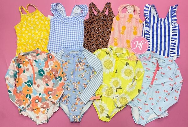  (X) (Size 5y) Bộ bơi sọc bé gái 