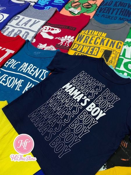  (SIZE 18M) Áo thun Place xanh chữ mama's boy bé trai 