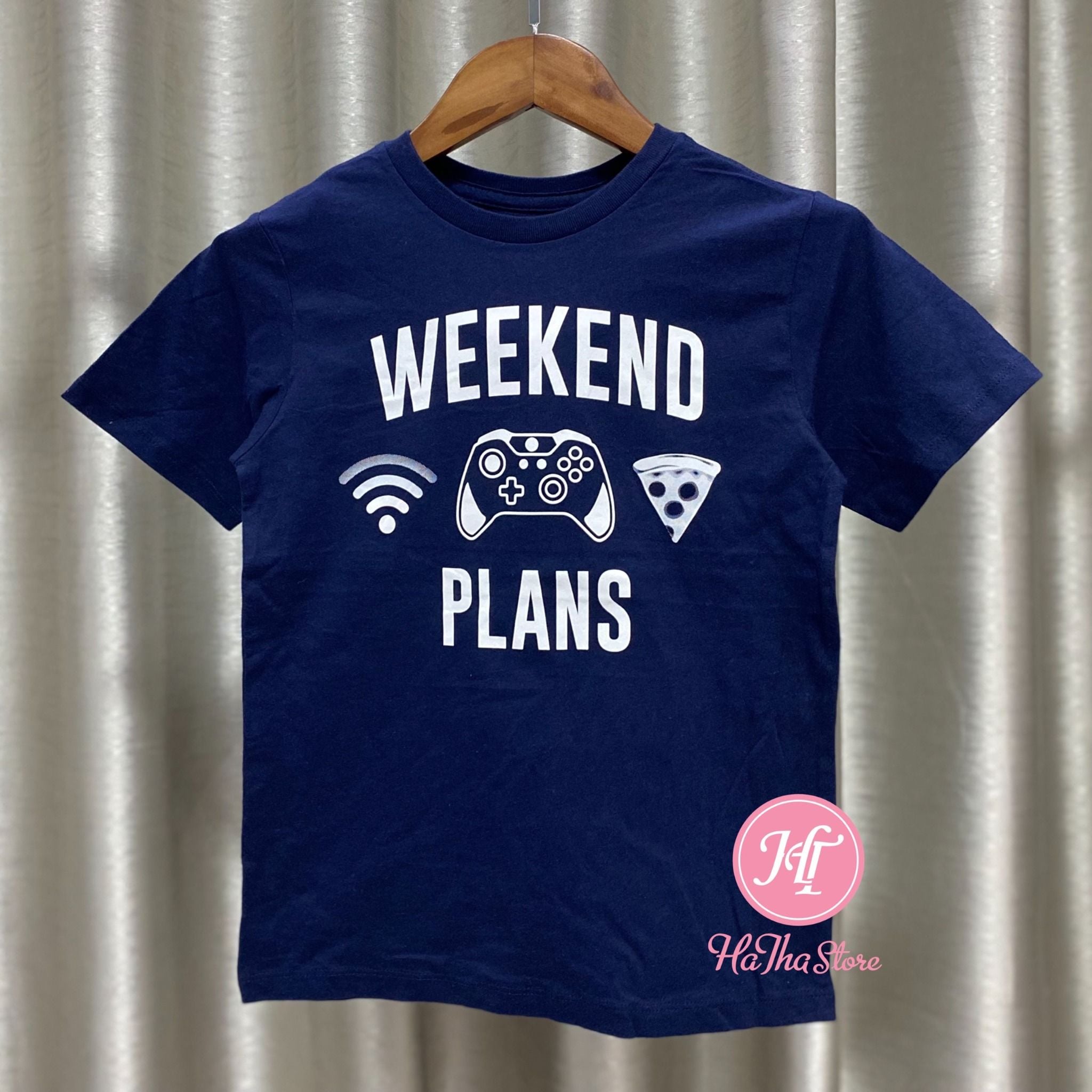  Áo thun Place xanh navy weekend plans bé trai 