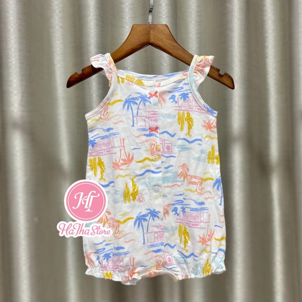  (X) Body đùi Carter dây trắng cây dừa bé gái 