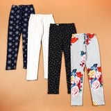  (x) Quần legging thun G4P xanh đen tim đỏ bé gái 