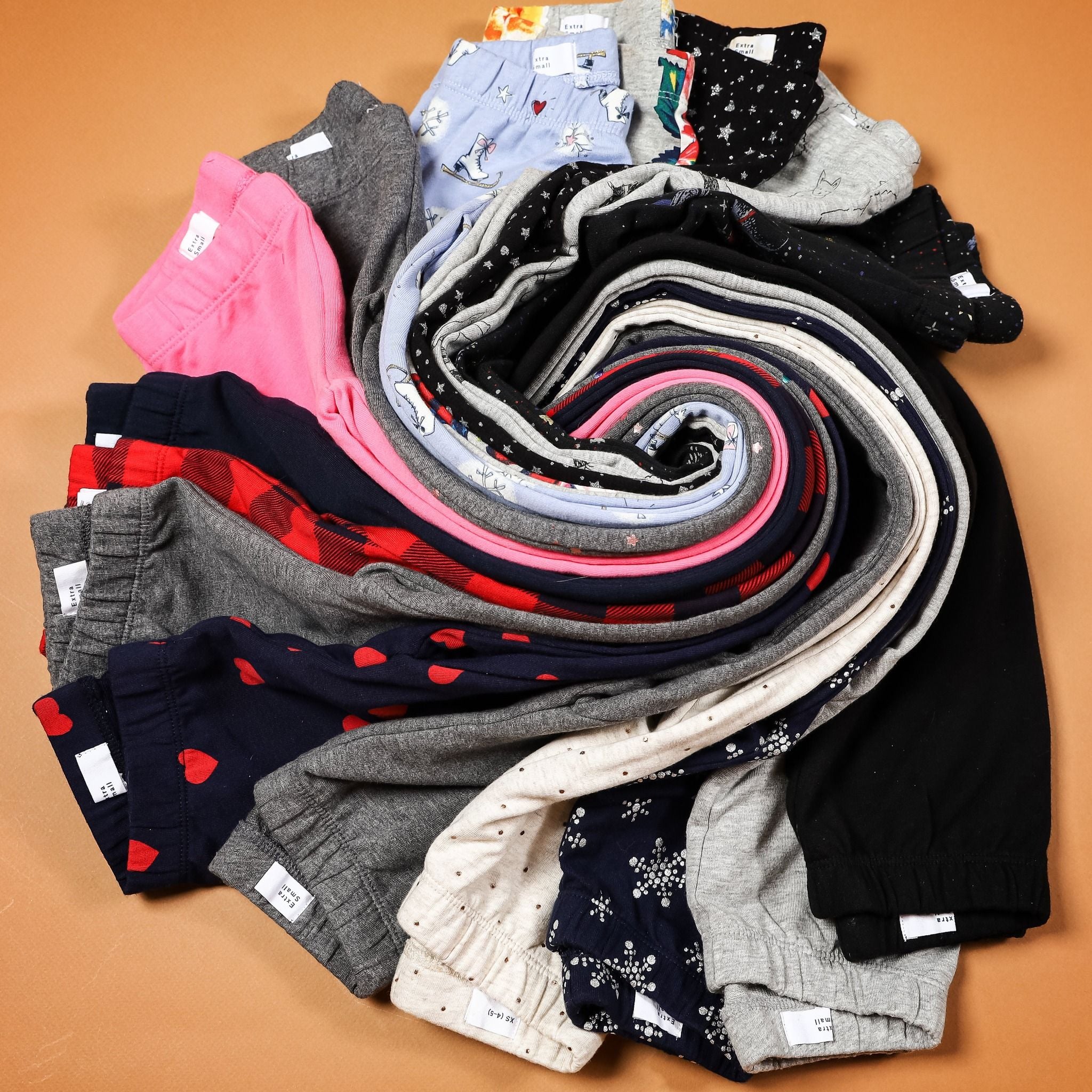  (x) Quần legging thun G4P xanh đen tim đỏ bé gái 