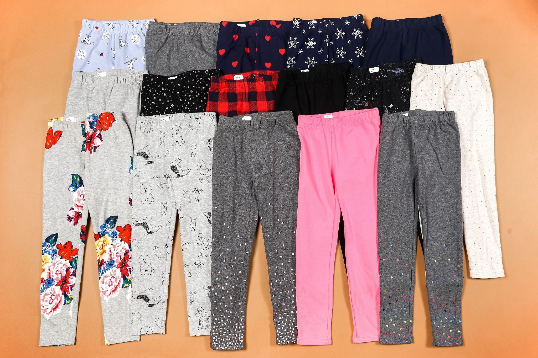  (x) Quần legging thun G4P xanh đen tim đỏ bé gái 