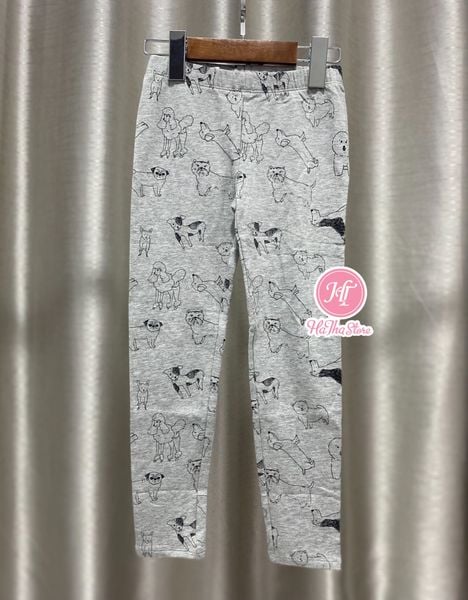  (x) Quần legging thun G4P xám cún bé gái 