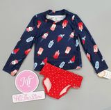  Bộ bơi Carter xanh đen kem bé gái 