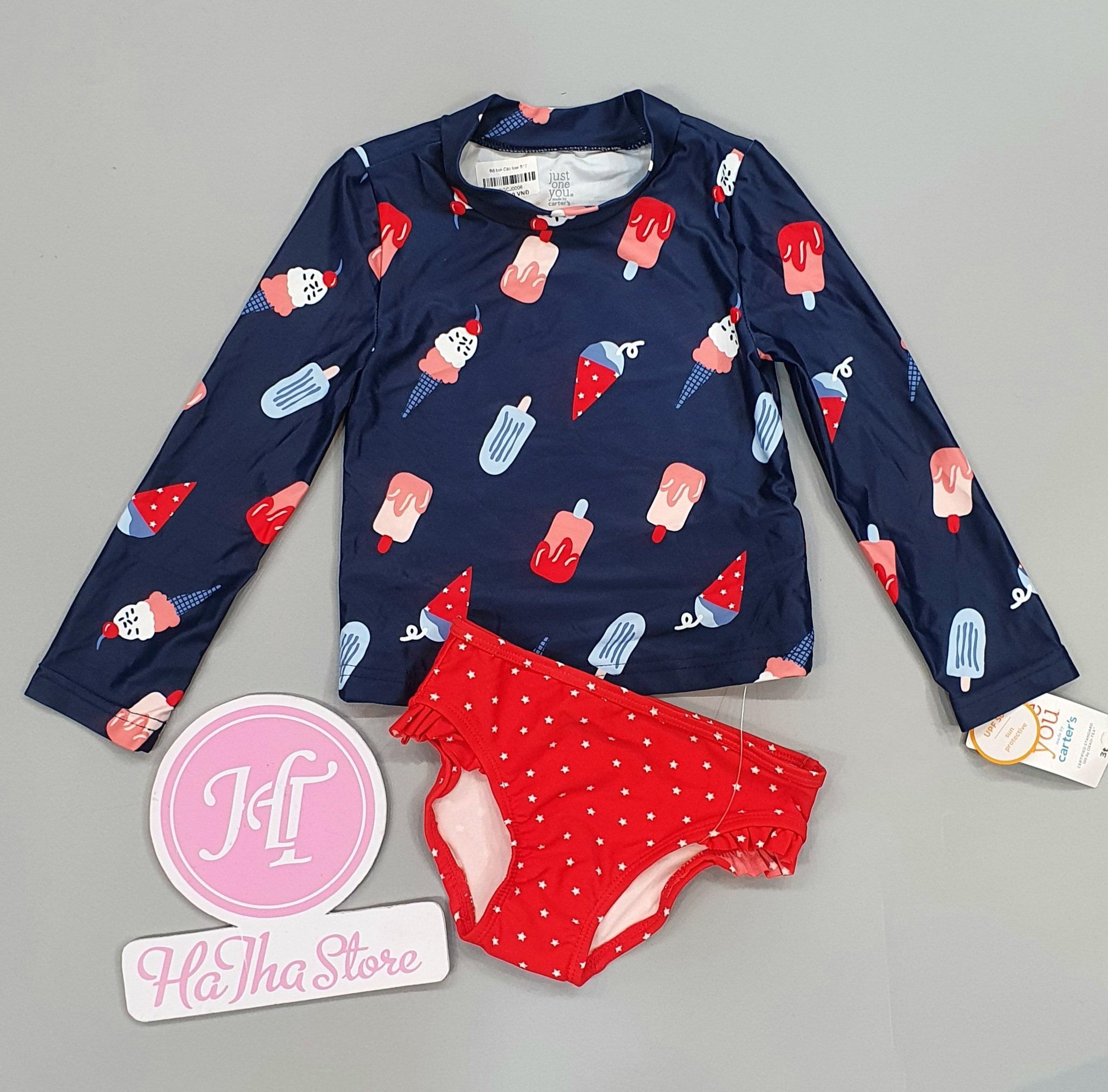  Bộ bơi Carter xanh đen kem bé gái 