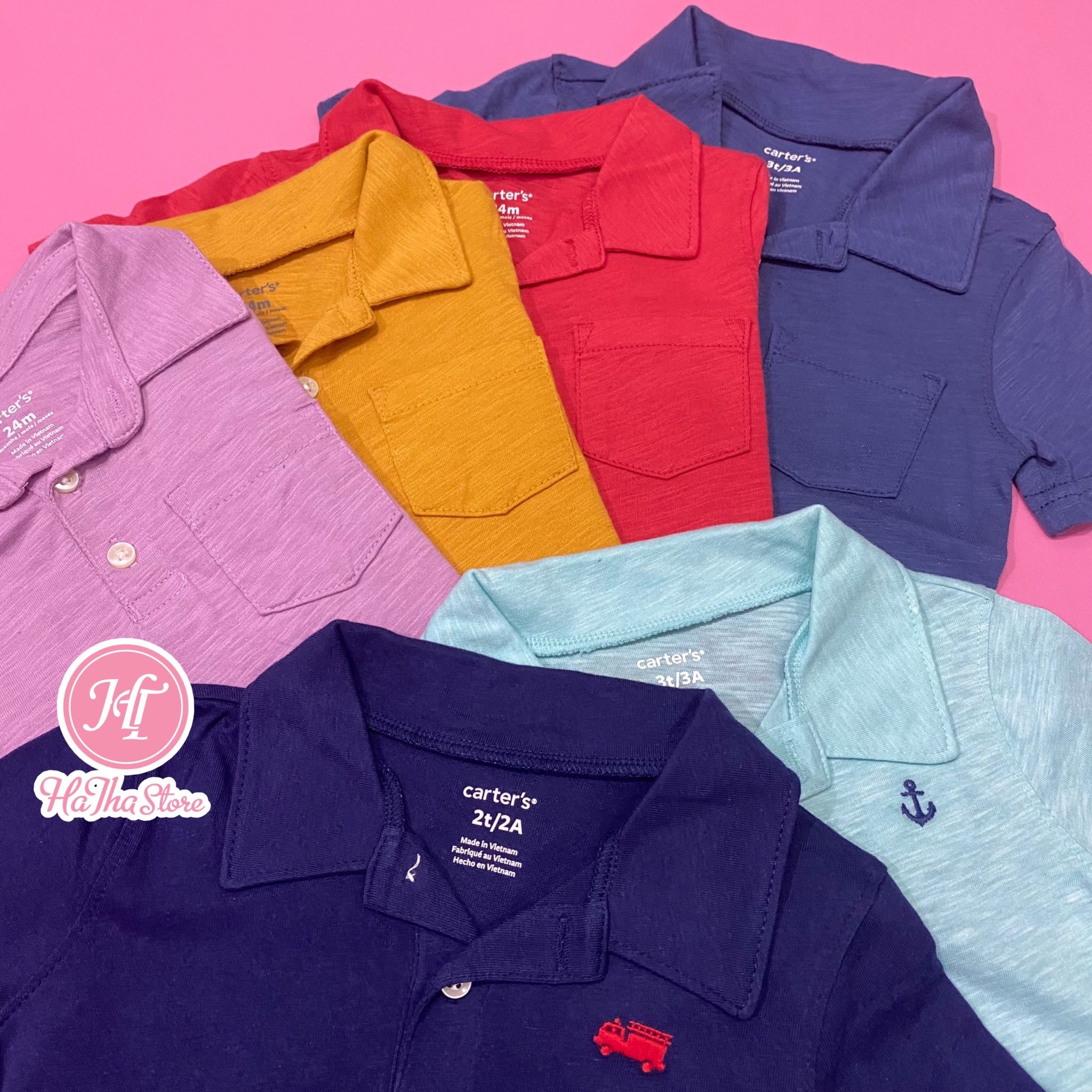  (x) Áo thun polo Carter vàng nghệ bé trai 