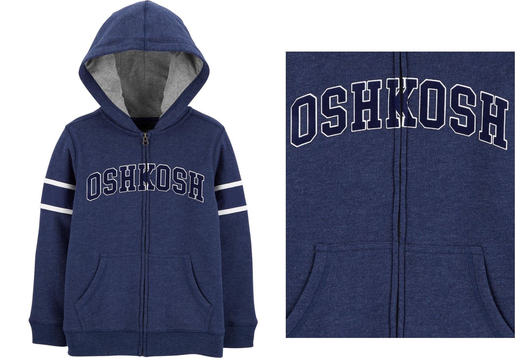  (X) Áo khoác nón chữ Oshkosh xanh đen cho bé 