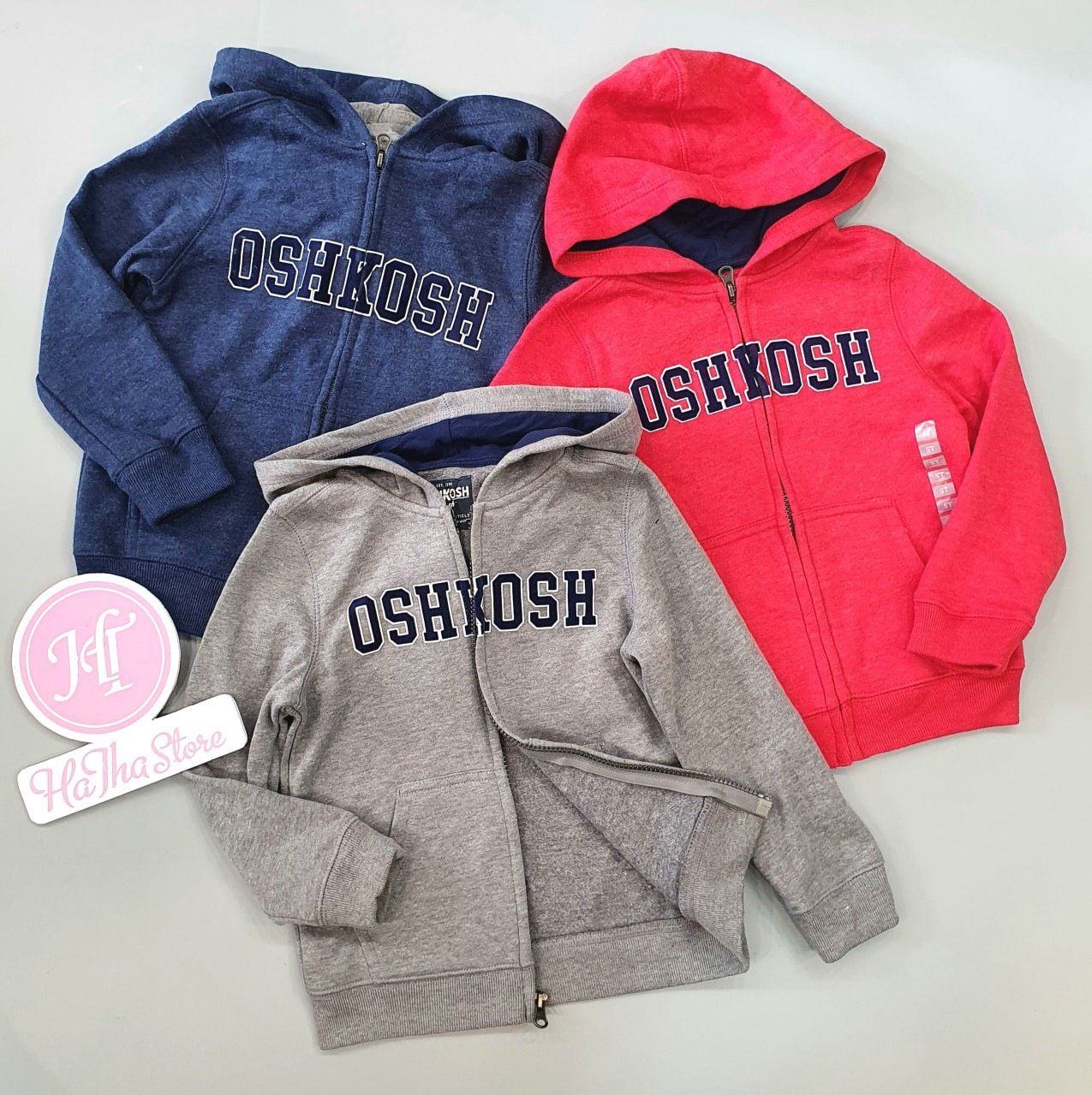  (X) Áo khoác nón chữ Oshkosh xanh đen cho bé 