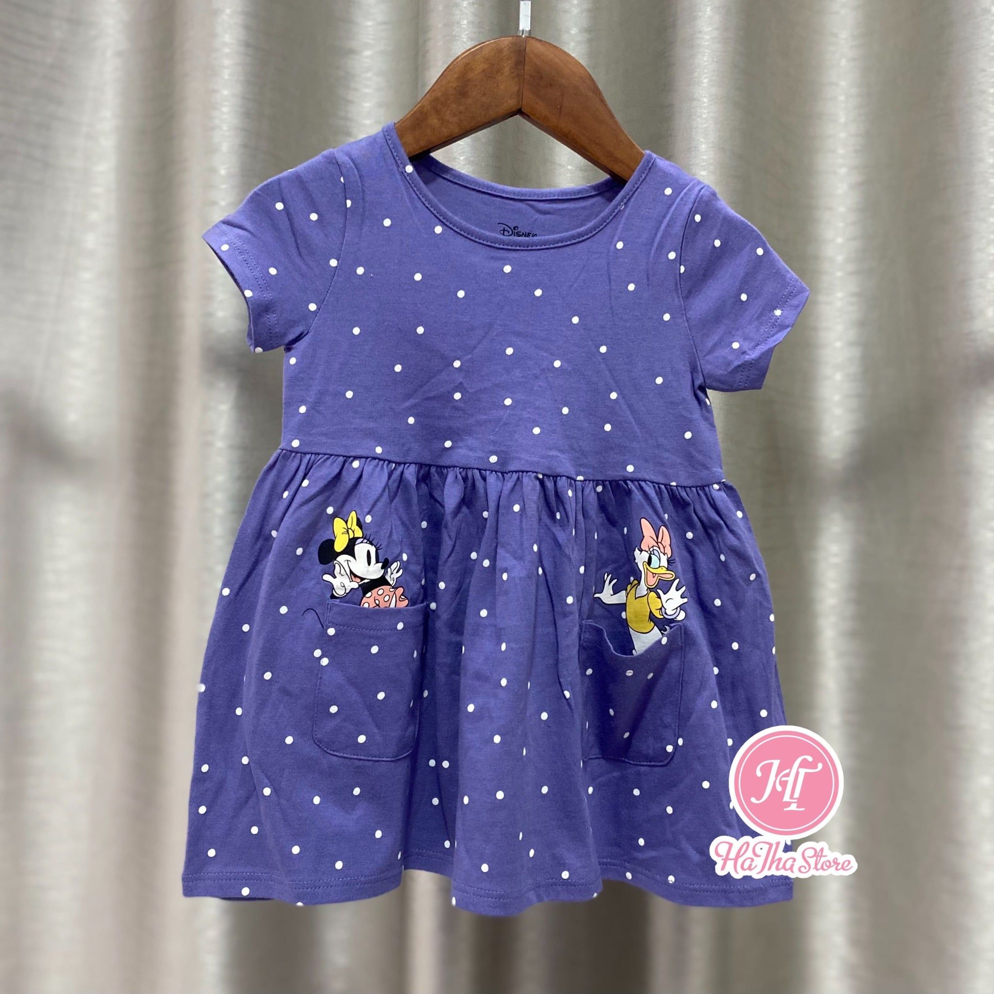  (x) Đầm thun Jumping Beans tím chấm bi bé gái 