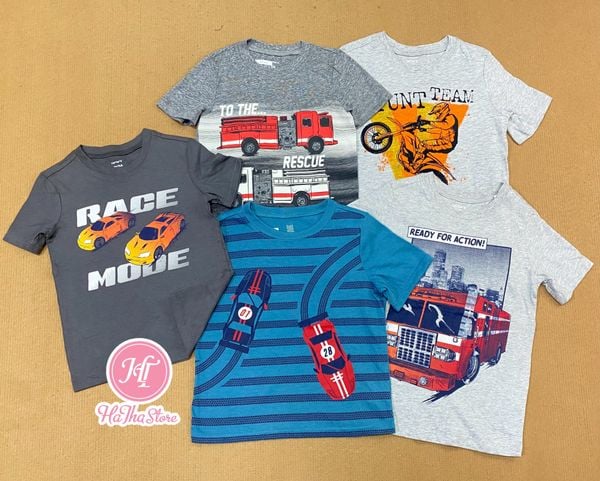  (12M&5Y) Áo thun C4RTER xanh xe bé trai 