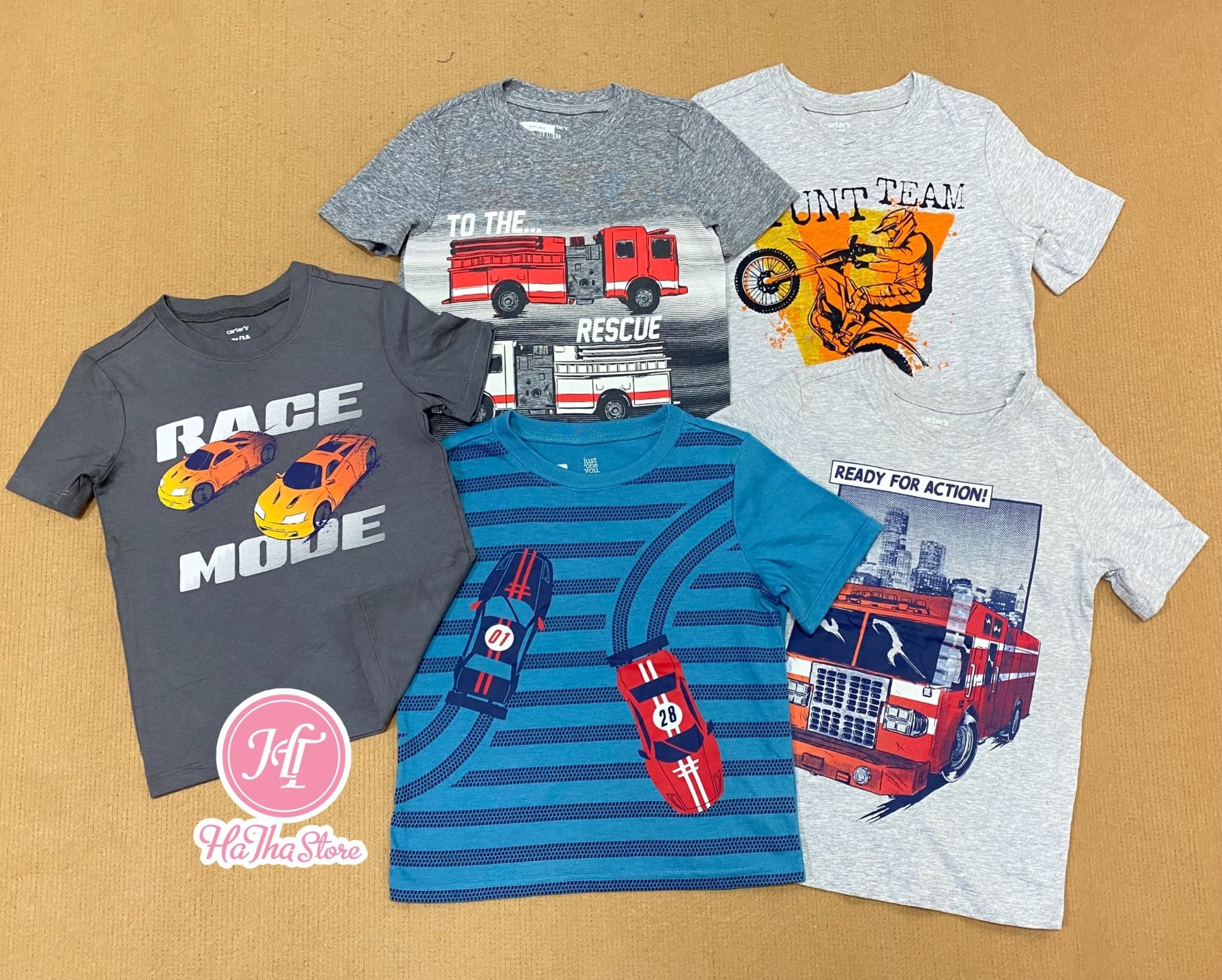  (12M&5Y) Áo thun C4RTER xanh xe bé trai 