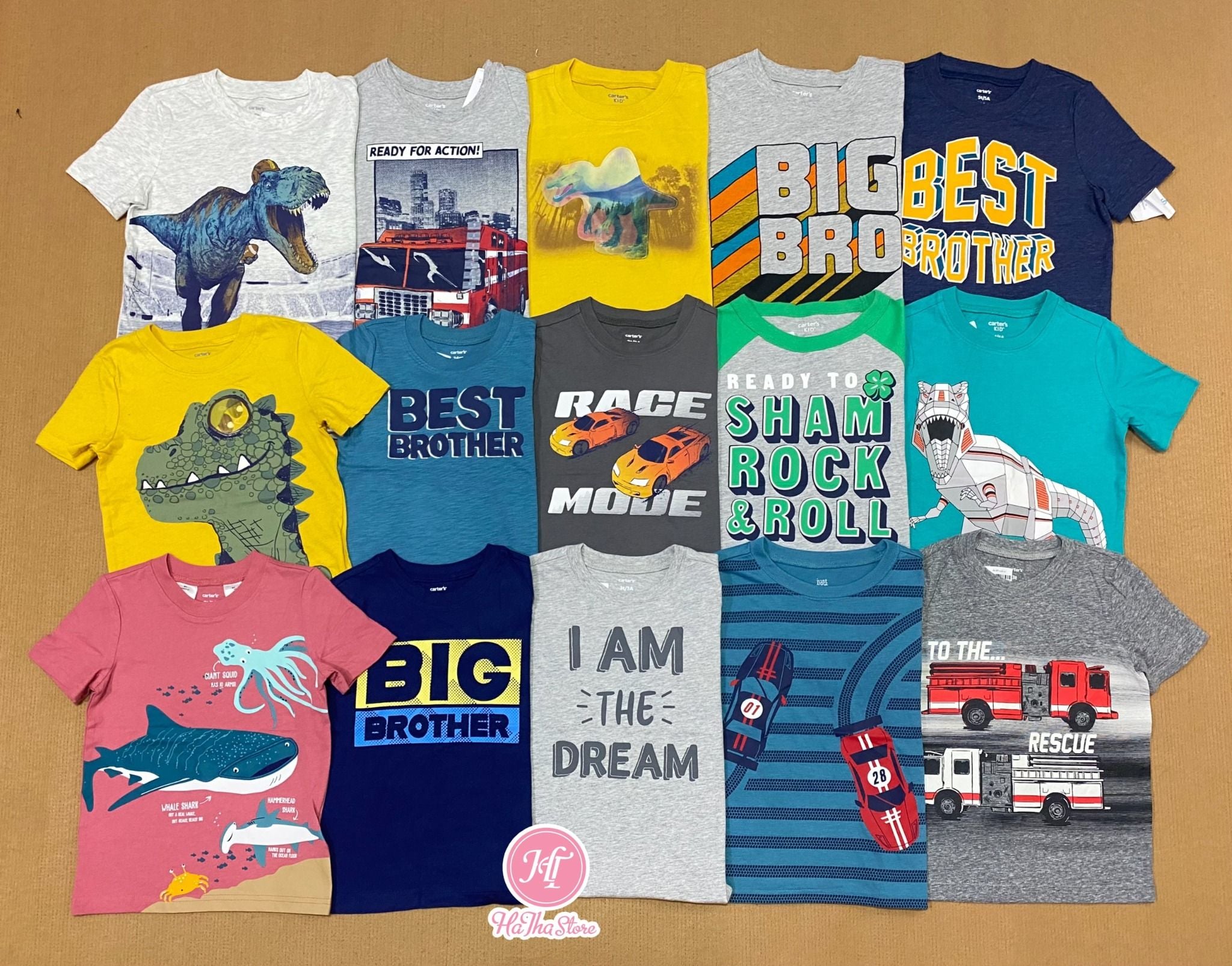  (12M&5Y) Áo thun C4RTER xanh xe bé trai 