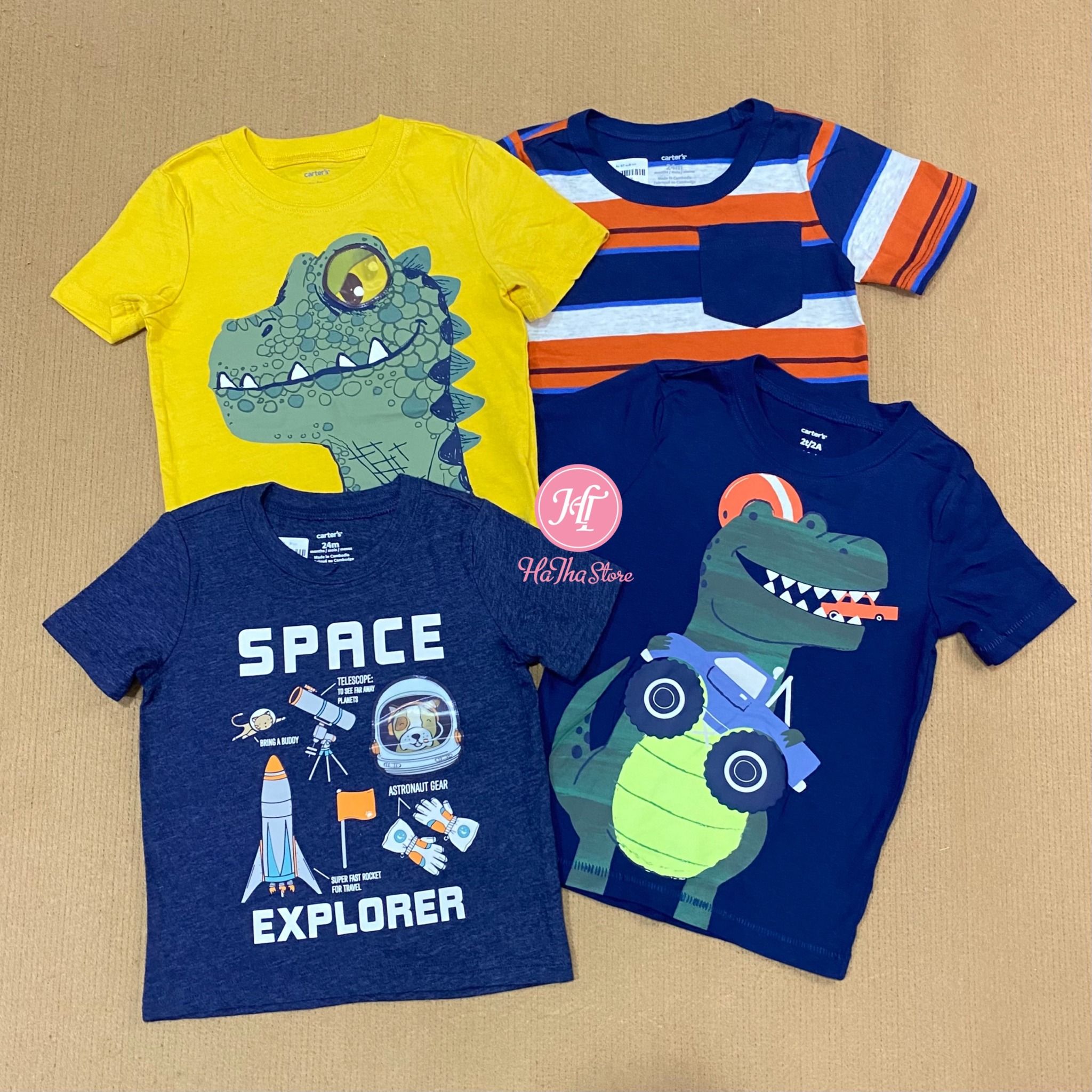  (2Y,3Y) Áo thun C4RTER xanh đen space bé trai 