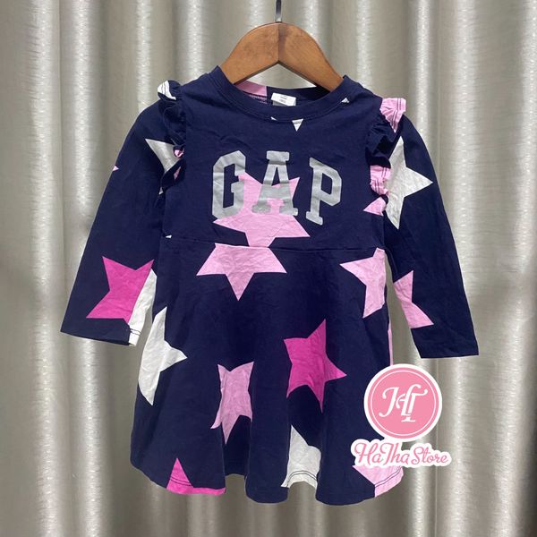  (X) (Size 2Y) Đầm thun tay dài G4P xanh đen ngôi sao bé gái 11-13kg 