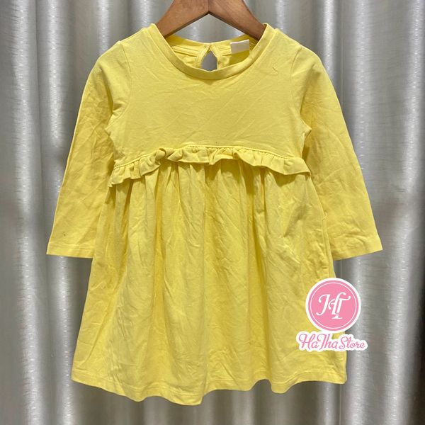  (X) (SIZE 2Y) Đầm thun tay dài G4P vàng cho bé gái 11-13kg 