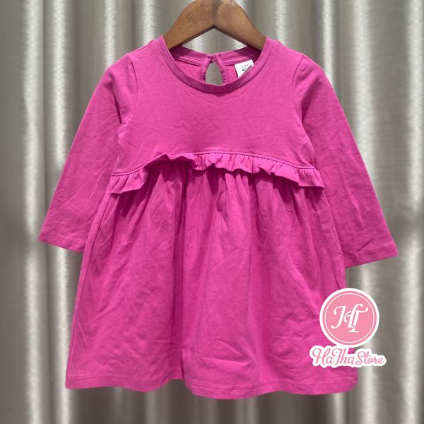  (X) (SIZE 2Y) Đầm thun tay dài G4P hồng cánh sen bé gái 