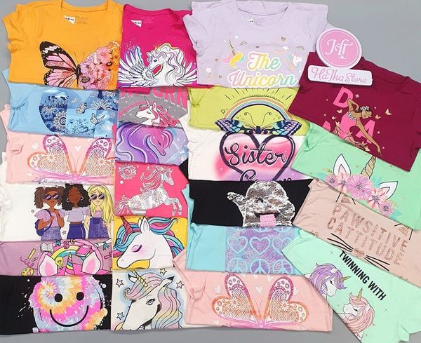  (16y) Áo thun PL4CE đỏ hồng trái tim bé gái 