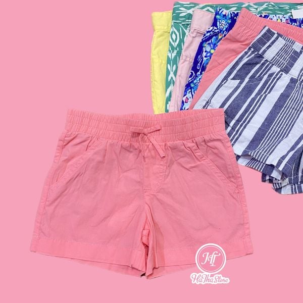  (6Y) Quần short kaki lưng thun hồng bé gái 