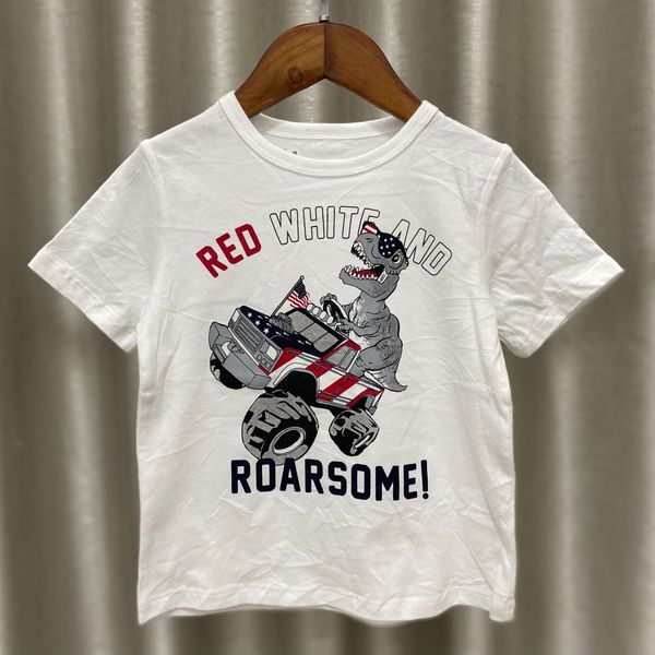  (3Y) Áo thun PL4CE trắng khủng long xe bé trai 