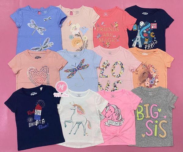  (5-8y) Áo thun C4RTER cột nơ xanh đậm chuồn chuồn bé gái 