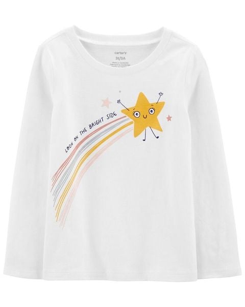  (3Y) Áo thun C4RTER trắng ngôi sao bé gái 