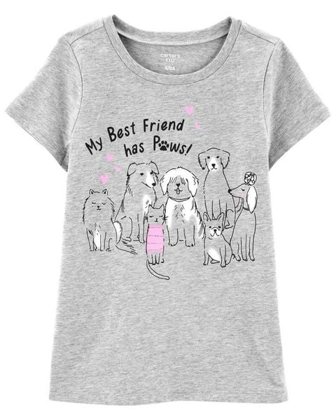  (5Y) Áo thun C4RTER xám cún bé gái 